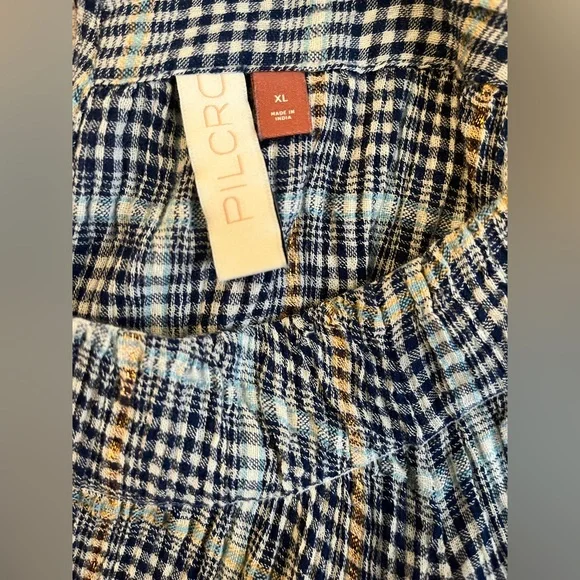 Pilcro blue and gold Checkered Shirt from Anthropologie - Picture 5 of 13